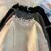 Distressed Knit Sweater – Unisex Oversized Pullover With Raw Hem & Ripped Details (S-3XL, Beige/Black/Gray)_viptrois.com