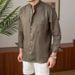 Men's Clothing Commuting Light Mature Casual Breathable P Shirt Versatile Vacation Stand Up Collar Shirt_viptrois.com