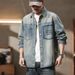 New Jacket Fat And Large Size, Handsome Denim Coat For Men, Muddy Yellow Embroidered Shirt_viptrois.com