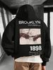 Men's Clothing European Size Brooklyn Letter Print Hoodie Loose Pullover Top Factory Wholesale_viptrois.com