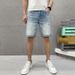 Men's Thin Light Blue Jeans Shorts High-End Jeans Men's Loose Straight Pants _viptrois.com