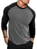 Long Sleeved Round Neck T Shirt Men's Loose Breathable Large Size Bottoming Shirt Casual Raglan Sleeve Top_viptrois.com