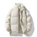Men's Clothing Cotton Padded Jacket Winter Padded Jacket With Stand Collar, Thickened Loose Fit Unisex Coat, Trendy Solid Color Casual Outerwear_viptrois.com