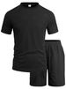 Men's Terry Cloth Shorts Set Jacquard Short Sleeved Summer Breathable Casual Sports Two Piece Set_viptrois.com