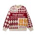 Unisex Hip-Hop Fleece Sweater – Oversized Couple Matching Pullover With Bold Letter Print, Soft Acrylic Blend (Red, S-XXXL)_viptrois.com