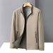 CT Live Broadcast Middle-aged Men's Reversible Stand Collar Jacket Spring New Style Young Business Solid Color Coat_viptrois.com