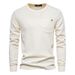 Autumn European High Quality Round Neck Pocket Waffle Long T Top Men's T-Shirt_viptrois.com