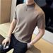 Men's Short-sleeved T-shirt Small Crew Neck High-quality 95 Cotton Slim-fitting Comfortable Elastic Half-sleeved T-shirt Versatile Men's Bottoming_viptrois.com