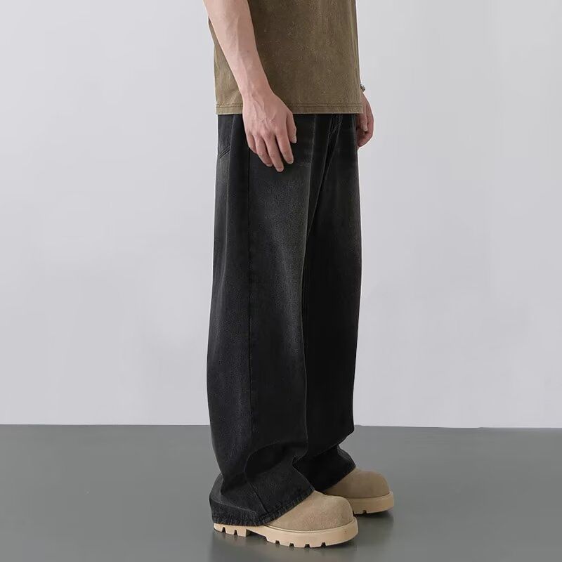 Men's Clothing Wide Leg Jeans Retro Distressed Relaxed Fit Vintage Jeans – Distressed Denim Pants In Black Grey / Light Blue / Retro Blue (S-3XL)_viptrois.com