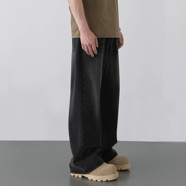Men's Clothing Wide Leg Jeans Retro Distressed Relaxed Fit Vintage Jeans – Distressed Denim Pants In Black Grey / Light Blue / Retro Blue (S-3XL)_viptrois.com