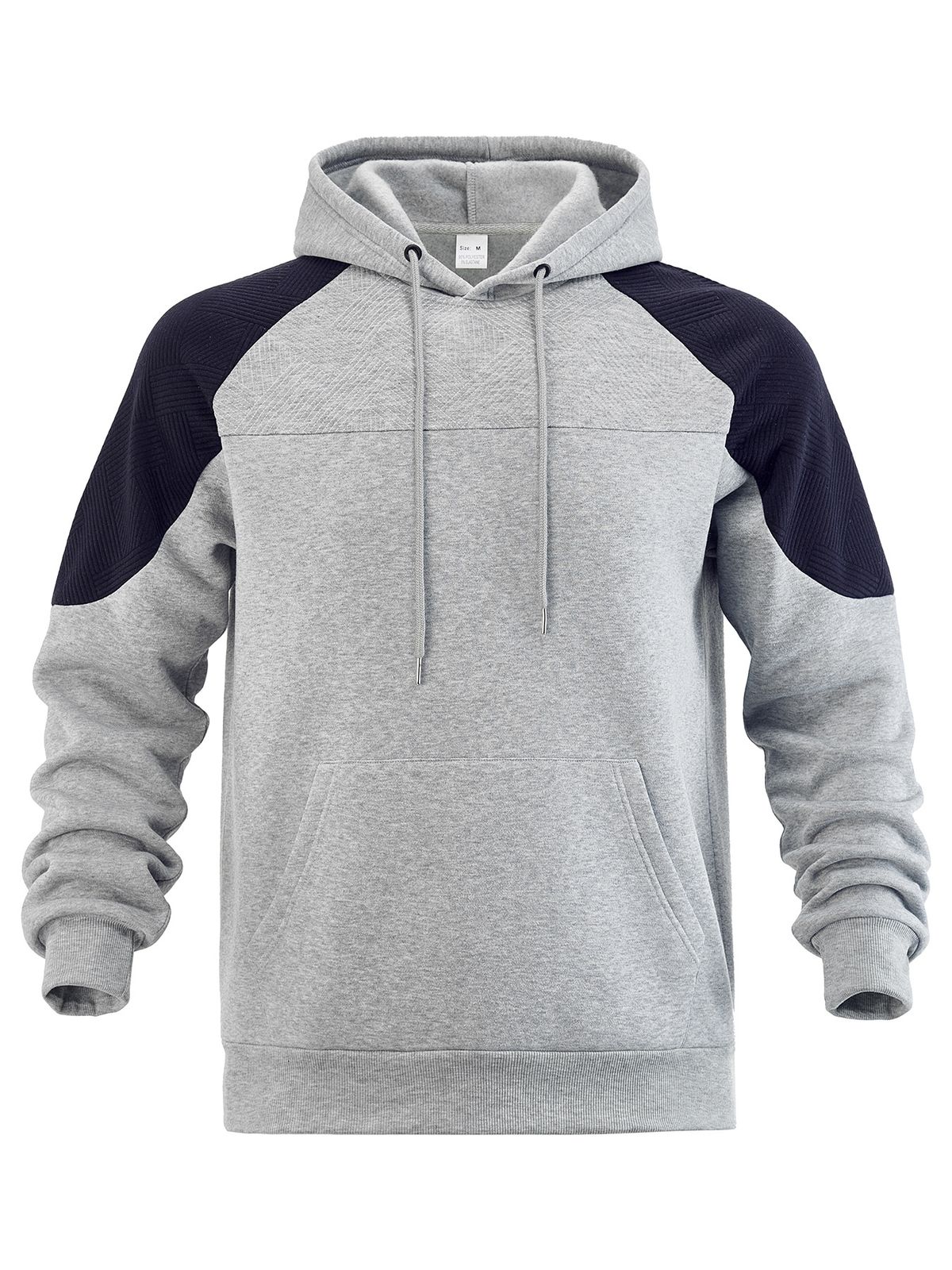 Men’s Color-Block Hooded Sweatshirt – Trendy Pullover With Contrast Panels & Relaxed Fit (Light Gray/Black/Khaki/Navy)_viptrois.com