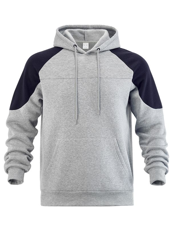Men’s Color-Block Hooded Sweatshirt – Trendy Pullover With Contrast Panels & Relaxed Fit (Light Gray/Black/Khaki/Navy)_viptrois.com