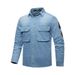 Men's Long Sleeve Denim Shirt - Vintage Workwear Jacket With Military Style, Breathable Cotton, Relaxed Fit For Casual & Outdoor Wear_viptrois.com