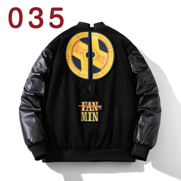 Men's Clothing American Street Fashion Vube Style Woolen Leather Jacket Men's Quilted Baseball Jacket Women's 2025 New Contrast Color Cotton Jacket_viptrois.com