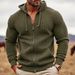 Men's Waffle-Knit Zip-Up Hoodie - Heavyweight Vintage Contrast Collar Streetwear Sweatshirt_viptrois.com
