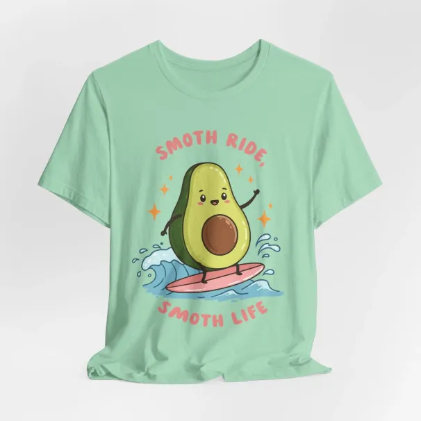 Surfing Avocado T-Shirt Mens Womens Tees Top – Fun Summer Tee With Beach Vibes, Unisex Casual Wear_viptrois.com