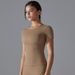 New Solid Color Double-Sided Brushed High Elasic Tigh Breahable Shir Shor Sleeve Spors Running Finess Yoga_viptrois.com