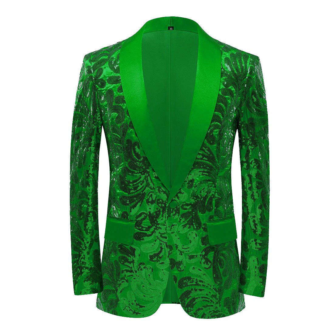 Men's Clothing Solid Color Fashion Sequins Slim Long Sleeved Youth Green Fruit Collar Casual Suit Jacket_viptrois.com