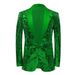 Men's Clothing Solid Color Fashion Sequins Slim Long Sleeved Youth Green Fruit Collar Casual Suit Jacket_viptrois.com