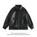 American Street Maillard Wear Leather Jacket Women's Retro High End Loose Couple Lapel PU Leather Jacket_viptrois.com