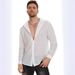 Men's Clothing Lace See Through Shirt Sexy Hollow Mesh Long Sleeved Shirt Casual Tops_viptrois.com
