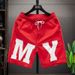 Men's Summer Style Letter Print Five Point Shorts Trendy Beachwear for Socially Conscious Young Kuaishou Internet Celebrities_viptrois.com