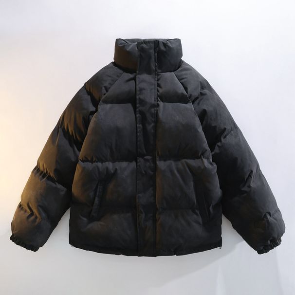 Trendy Couple's Vintage-Inspired Puffer Jacket - Winter-Ready Thickened Quilted Coat With Stand Collar For Casual Wear_viptrois.com