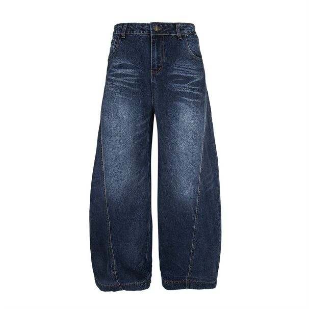 Men's Scimitar Denim Trousers Deconstructed Split Design High Street Trendy Loose Wide-Leg Casual Sickle Banana Pants_viptrois.com