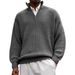 Men's Stylish Half-Zip Polo Sweater - Breathable Wool Blend Knit, Comfortable Long Sleeve Stand Collar Pullover For Casual & Office Wear_viptrois.com