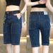 Men's Trendy Six-Pocket Denim Summer Outdoor Thin Versatile Mid-Length Cargo Shorts Loose Elastic 7_viptrois.com