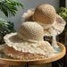 Women's Straw Hats Lace Edge Foldable Straw Hat For Women Summer Hand Woven Hollow Bow Sun Hat Sun Protection Beach Hat_viptrois.com
