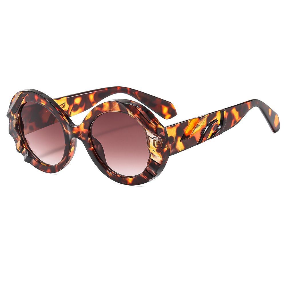 Men's Sunglasses Personality Pattern Round Sunglasses Large Frame Contrast Leopard Print Sunglasses Fashion Sunglasses For Women_viptrois.com