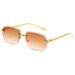 Frameless Square Sunglasses - Metal Trim Gradient Lenses With UV Protection For Fashionistas_viptrois.com