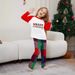 Christmas socks plaid letters Christmas family suit printed home dress pajamas_viptrois.com