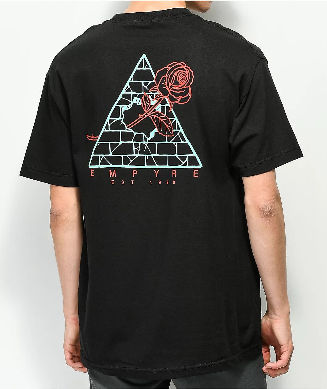 Empyre Mens Broken Roses Black Tee Shirt New_viptrois.com
