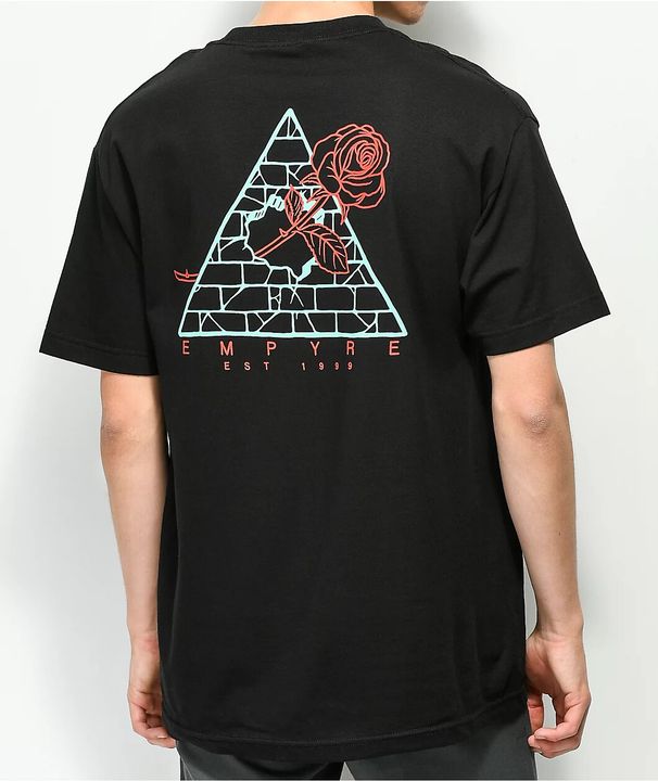 Empyre Mens Broken Roses Black Tee Shirt New_viptrois.com