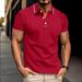 Men's Clothing Men's Casual Short Sleeve Shirt With Placket Stripes & Button Front - Breathable Polyester Blend, Relaxed Fit, Solid Colors For Summer_viptrois.com