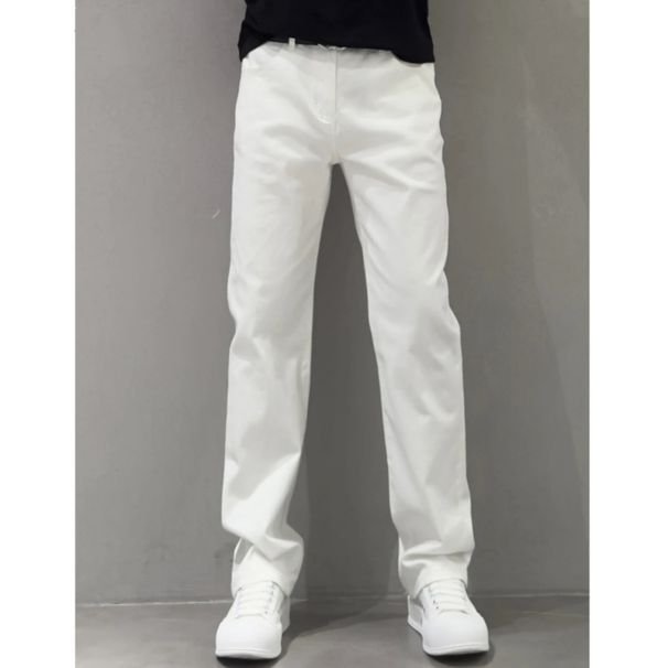 Men's Clothing Summer Thin White Jeans Men's Fashionable Simple Solid Color Straight Casual Pants Loose Versatile Slim Trousers_viptrois.com
