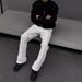 Men's Clothing Cut Snowflake Gray Terry Version Anti Pilling Drape Cut Scimitar Sweatpants Trousers_viptrois.com