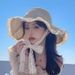 2025 Summer New French Straw Women's Breathable Lace Hollow Out Anti UV Face Small Sun Hat_viptrois.com