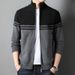 Korean-Inspired Fleece-Lined Stand Collar Knit Cardigan – Winter Plush Zippered Jacket For Men (5 Sizes, 3 Colors, Relaxed Fit)_viptrois.com