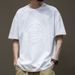 Men's Clothing Black Heavy Short Sleeved T Shirt Men's Summer Printed Three Dimensional Loose Round Neck Top_viptrois.com