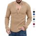 Men's Clothing Trend Spring And Autumn Deep V Neck Men's New Solid Color Knitted Long Sleeved Shirt_viptrois.com