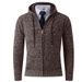 Men's Fleece-Lined Hooded Sweater Cardigan - Warm Knit Pullover For Winter, Plus Size Options (M-3xl, Grey/Navy/Burgundy/Brown)_viptrois.com