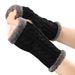 Unisex Fleece gloves Knitted figure-eight twist fingerless gloves Short warm cuff with fleece gloves_viptrois.com