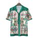 Men's clothing high street flower shirt suit retro poker street shirt casual cardigan shorts matching men_viptrois.com