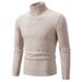 Men's High Neck Turn-Up Collar Sweater - Solid Color Casual Pullover For Autumn & Winter - Soft Warm Knitwear In Multiple Sizes & Colors_viptrois.com