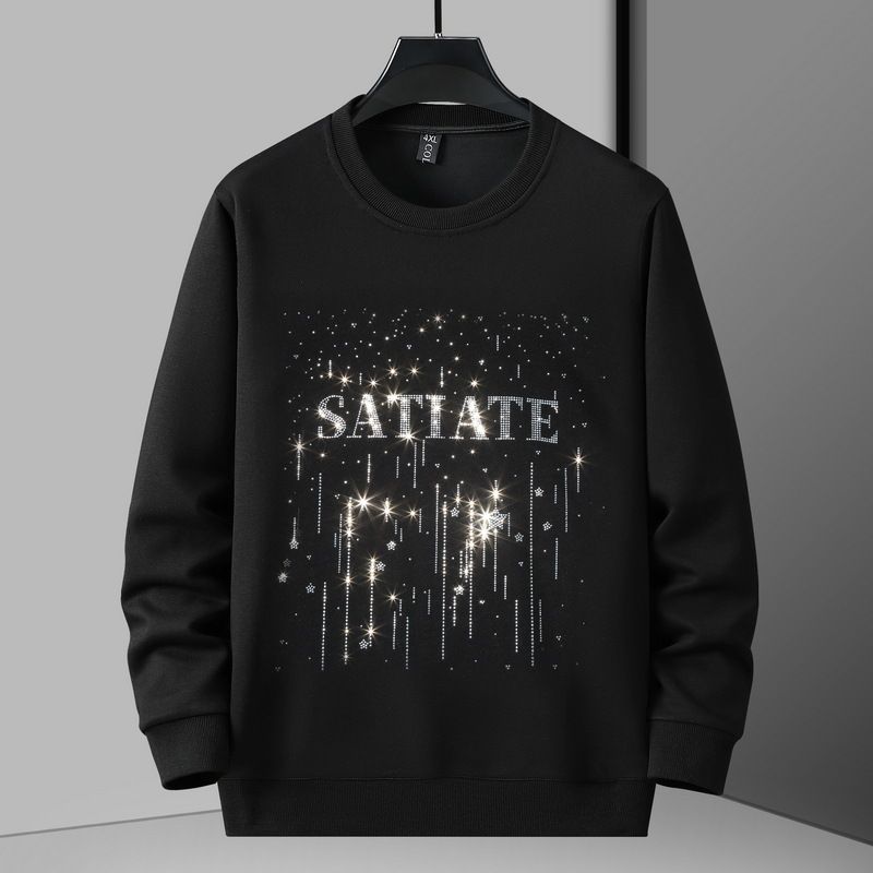 Men's Clothing Large Size Sweatshirt Men's Hot Diamond New Autumn and Winter Round Neck Long Sleeve_viptrois.com