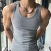 Men's American Style Heavyweight Ribbed Sports Vest Sleeveless Casual Stretchy Figure Flattering Basketball Fitness Base Layer_viptrois.com