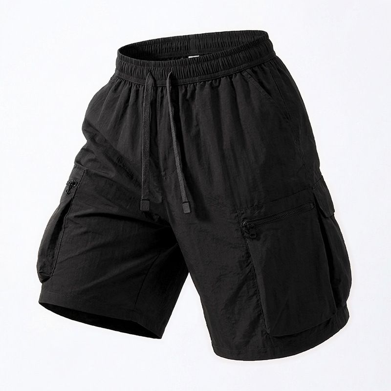 plus Size Loose Fit Casual Shorts for Men Thin Ice Silk Multi Pocket Cargo Pants_viptrois.com
